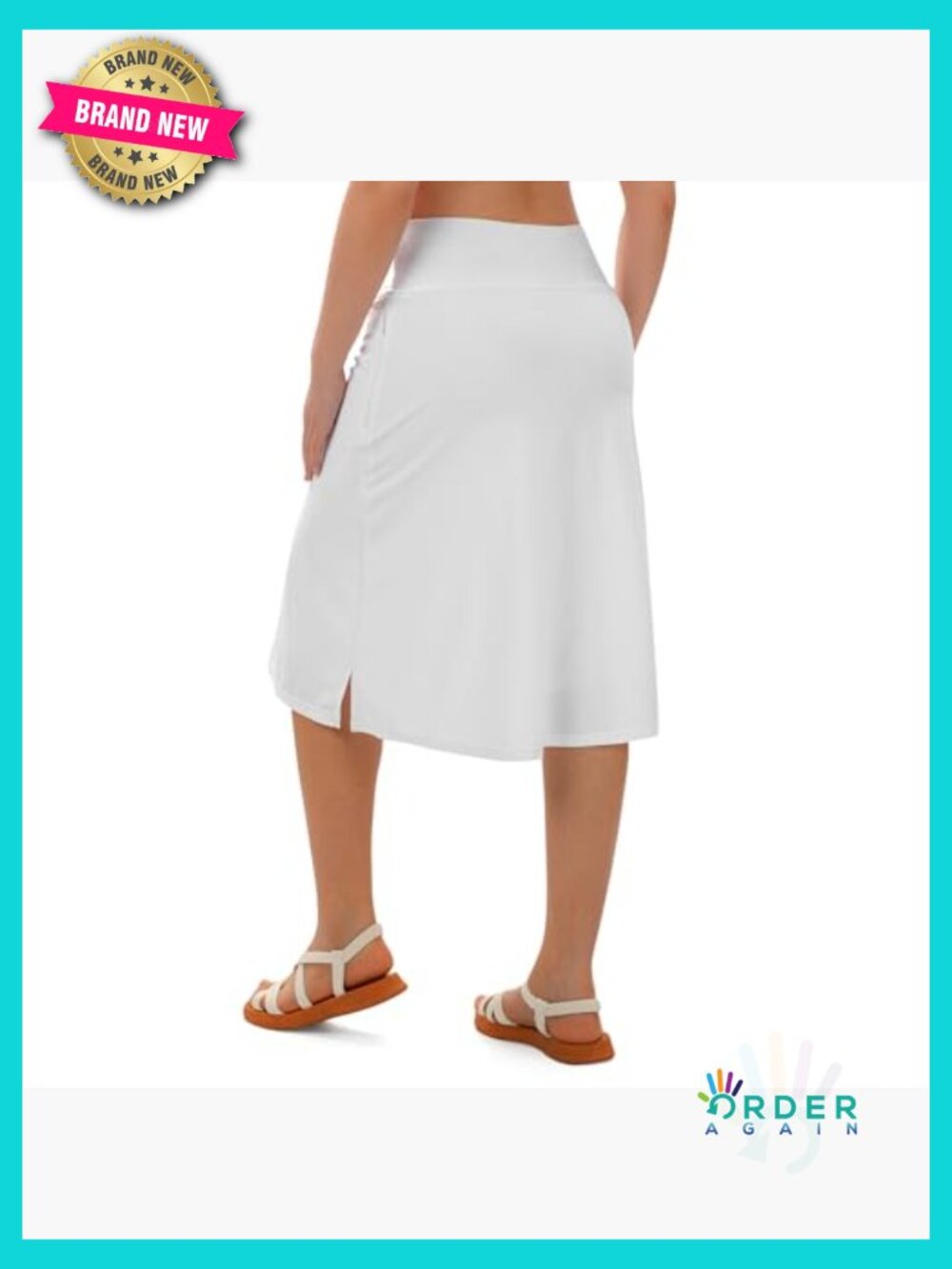 Midi Length Swim Skirt With 2-In-1 Leggings Hidden Zipper Pockets Modest 26" View 4